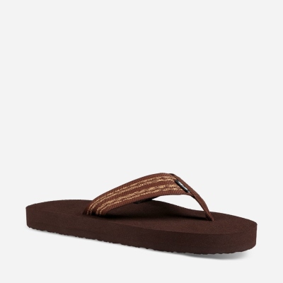 Teva Original Mush Men's Stripes Brown Flip Flops CA47952 Canada Sale